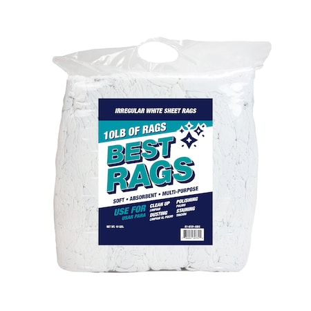 Monarch R-W39 Sheet Reclaimed Rags White 10lb Bag R1-W39-10BG
